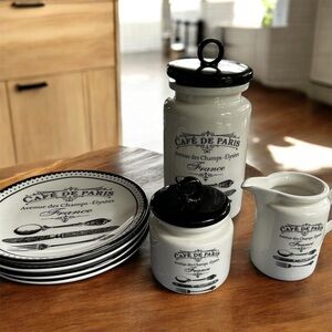 Urban Barn Café de Paris Ceramic Kitchen Set - Black and White